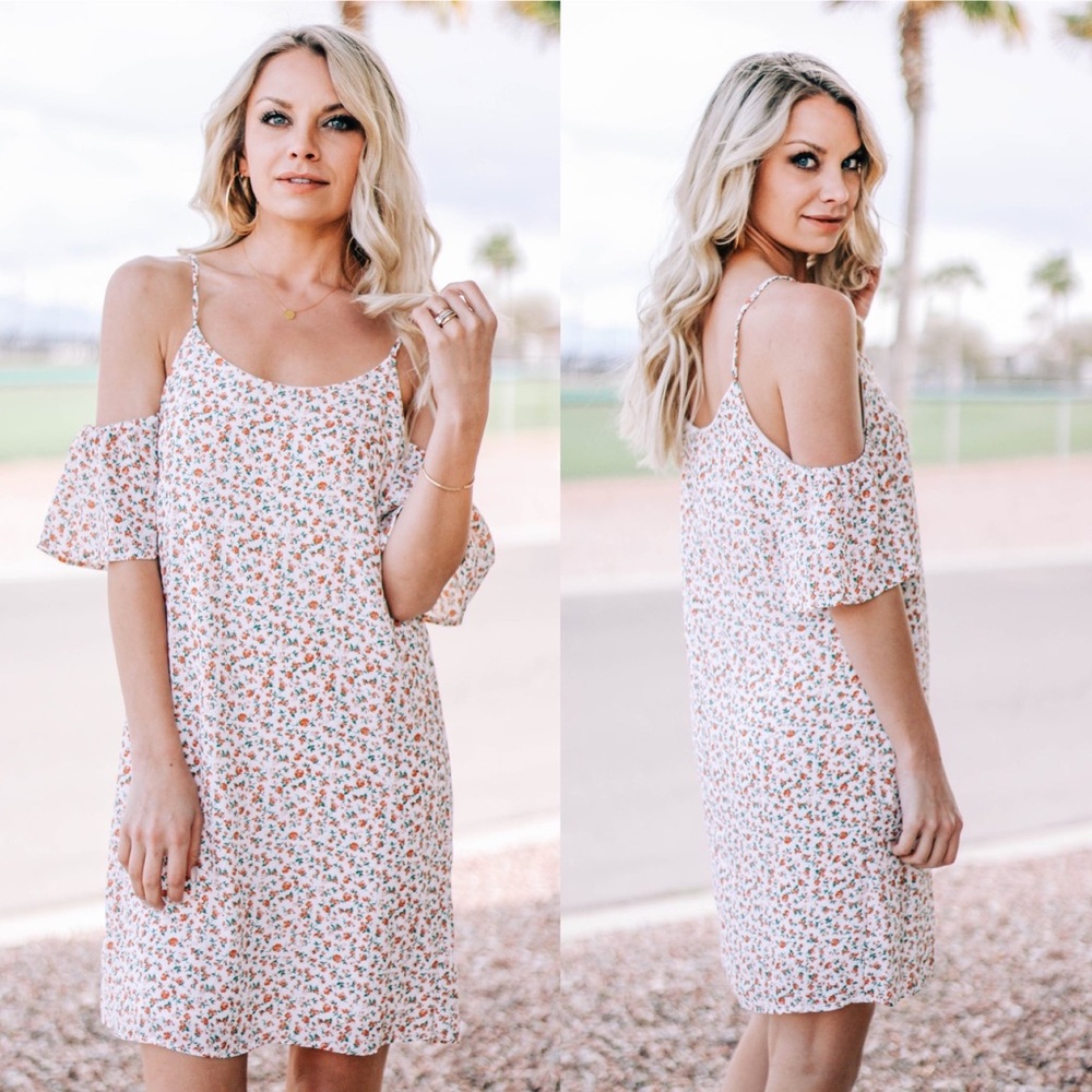 White Ditsy Floral Dress